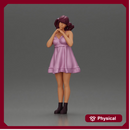 Shy Woman in Purple Dress Strikes a Sweet Pose
