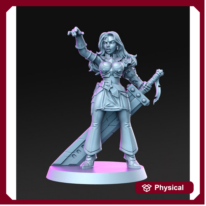 Pinup Sexy Female Fighter with Great Sword | 28mm Scale | 32mm Scale | 75mm Scale | Miniature - Minis - D&D -  Pathfinder - Unpainted mini - Only-Games