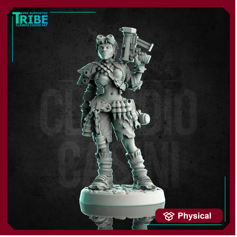 (0246) Female post apocalyptic warrior bounty hunter with a gun