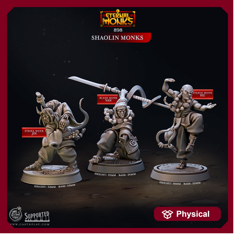 Shaolin Monks - Eternal Monks - CastNPlay - Terrain Wargaming D&D DnD 28mm 32mm 40mm 54mm