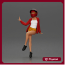 woman in Red Jacket and Helmet Sitting on the Motorbike