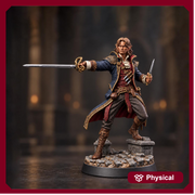 Half-Elf Swashbuckler Rogue Miniature | Tazeryn Sword & Dagger Duelist Fighter | UNPAINTED Resin DnD Pathfinder - Only-Games