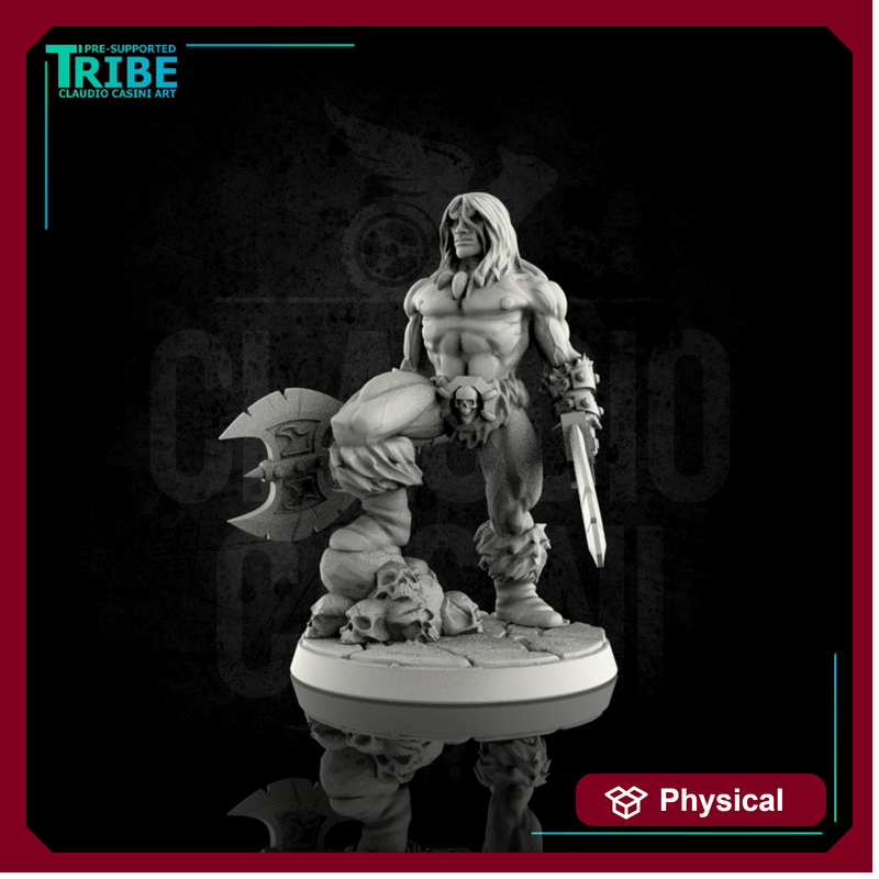(0017) Male human half orc barbarian with weapons