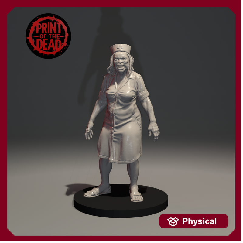 Print of the Dead - Drop 001 - Zombie Nurse Mercy - Grey Resin Print