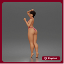 Curvy woman poses gracefully wearing daring cutout monokini barefoot
