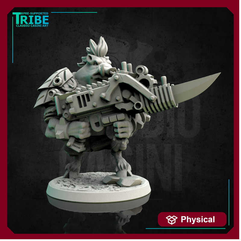 (0148) Male post apocalyptic mutant boar with rifle