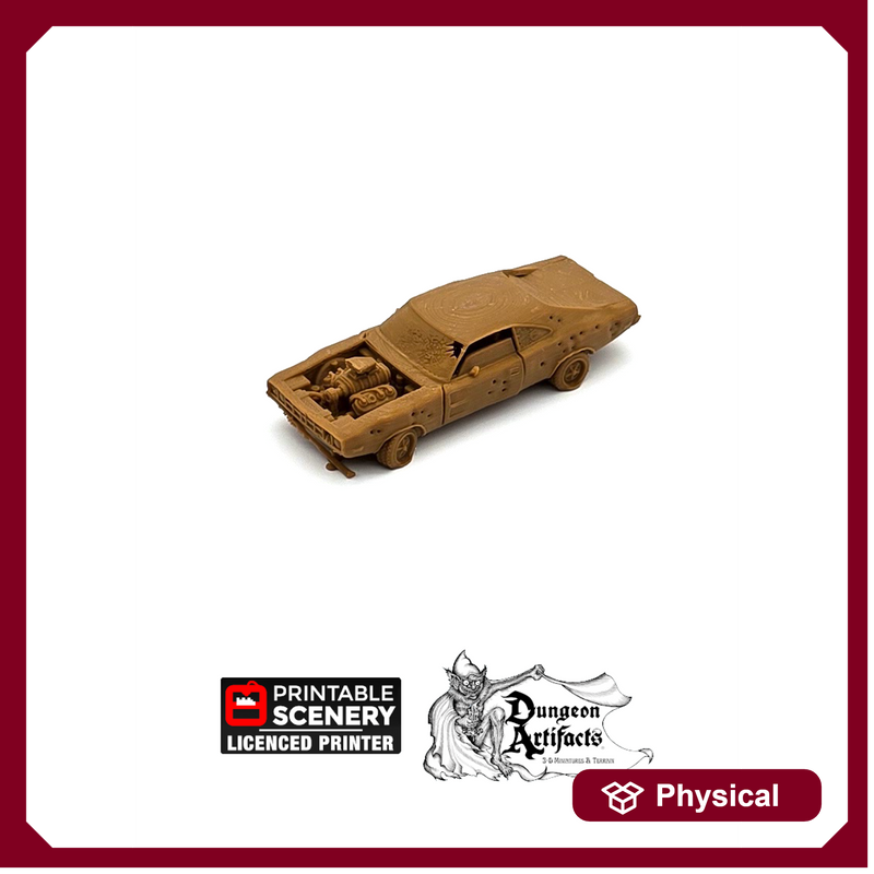 Abandoned Dodge Charger - Brave New Worlds - Printable Scenery Wasteworld Gaslands Terrain Scatter D&D DnD Car