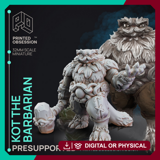 Tabaxi Barbarian - Tabaxi Caravan- PRESUPPORTED - 32mm scale - Only-Games