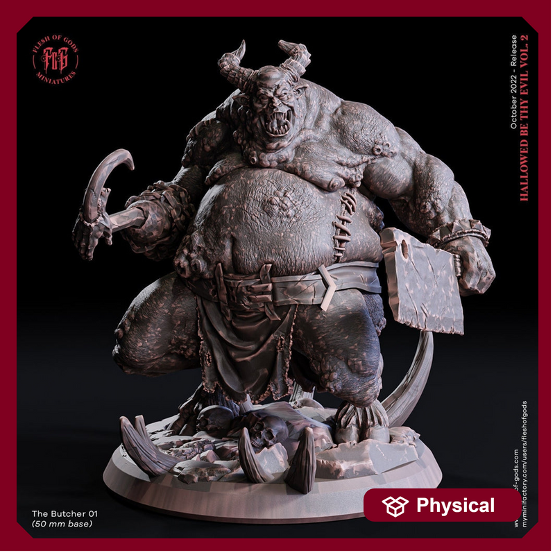 The Butcher Demon | 28mm Scale | 32mm Scale | 75mm Scale  - Boss Monster Mini - Minis - D&D 5e - Pathfinder  Figurine | Flesh of Gods - Only-Games