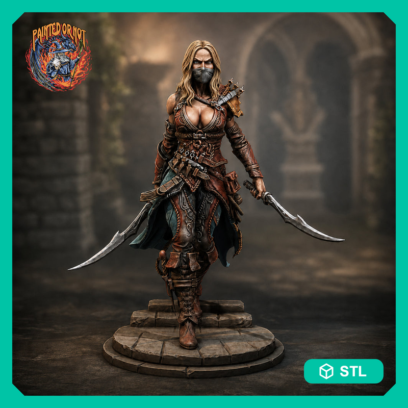 Masked Assassin Miniature STL | Zylah Rogue | Digital Download - Only-Games