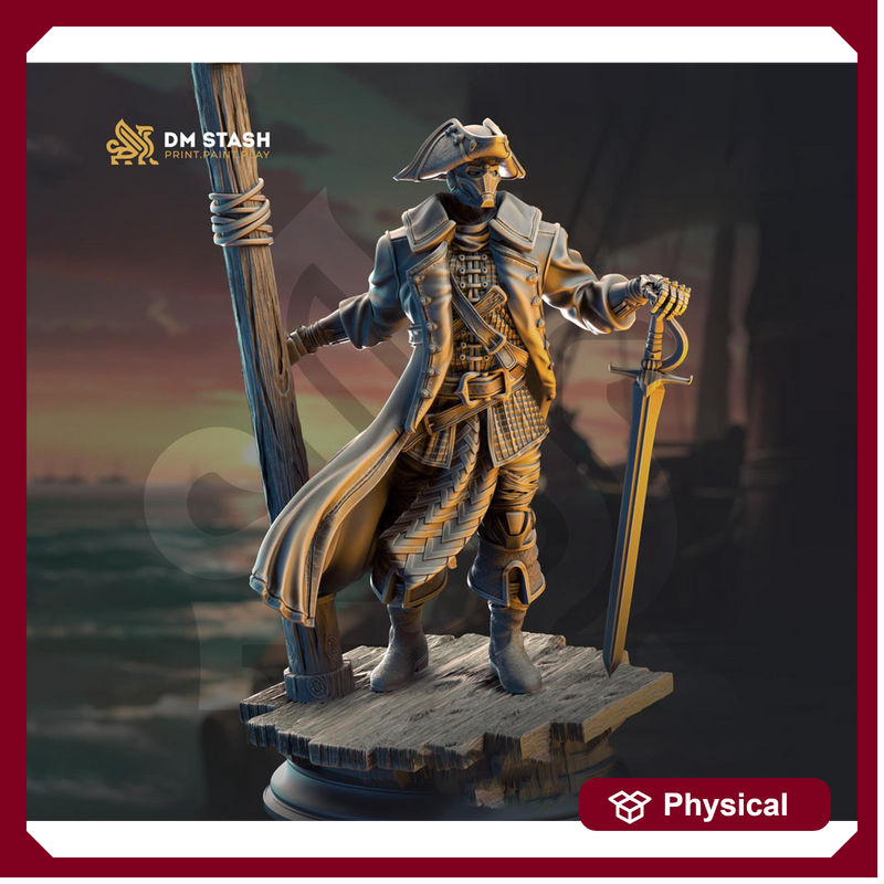 Warforged Fighter Swashbuckler Pirate | Miniature | 28mm, 32mm, 54mm,75mm, 100mm Scales | Pathfinder Figure | DnD | Figurine unpainted | - Only-Games