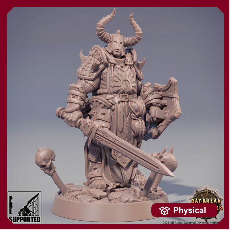 Chaos Knight | Blood Warriors | 28mm, 32mm, 75mm | Miniature | Dungeons and Dragons | Pathfinder | - Only-Games