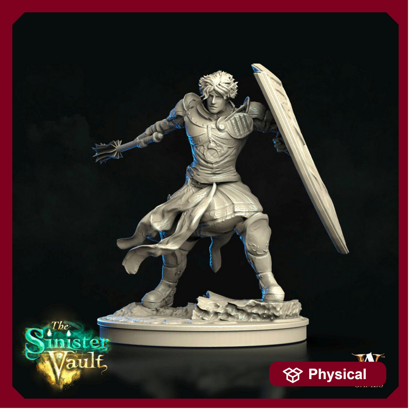 Human Cleric Mace and Shield Unpainted Miniature | 28mm, 32mm, 54mm,75mm,100mm Scales | Dungeons and Dragons | Pathfinder | DnD - Only-Games