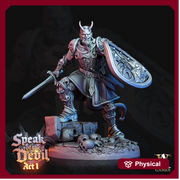 Tiefling Fighter Miniature | 28mm, 32mm, 75mm Scales | Dungeons and Dragons | Pathfinder | Figure for Painting | - Only-Games