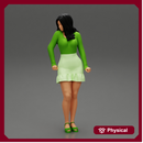Young Woman in Mini Skirt shirt and Heels
