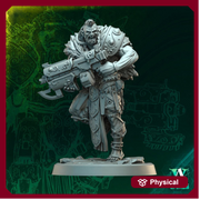 Sci-Fi Orc Assault Gunner Miniature | Armored Heavy Infantry | UNPAINTED Resin Wargame Figure - Only-Games