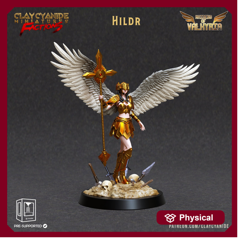 Female Valkyrie Angel Celestial Paladin of Vengeance | 28mm, 32mm, 75mm Scales | Dungeons and Dragons 5e | Pathfinder | Archvillain Games - Only-Games