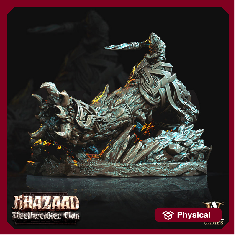 Dwarf Fighter Mounted on Gargantuan Worm | 70mm, Scale 28mm/32mm | Resin Miniature | Dungeons and Dragons Pathfinder | - Only-Games