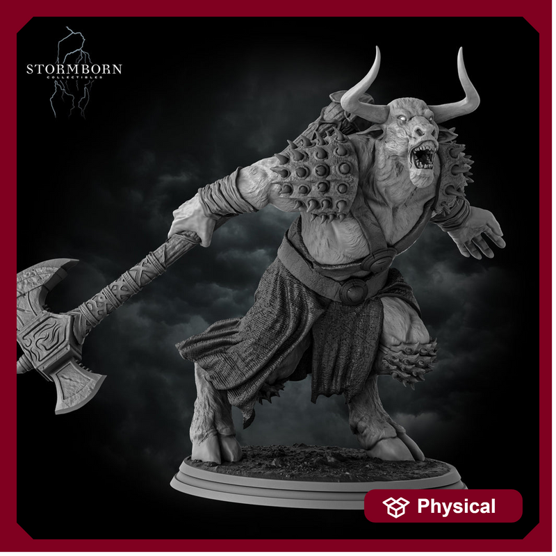 Minotaur Warrior War Chief | Scales: 28mm,32mm,54mm,75mm,100mm | D&D 5e Megaboss | Dungeons and Dragons | Pathfinder | Daybreak Miniatures - Only-Games