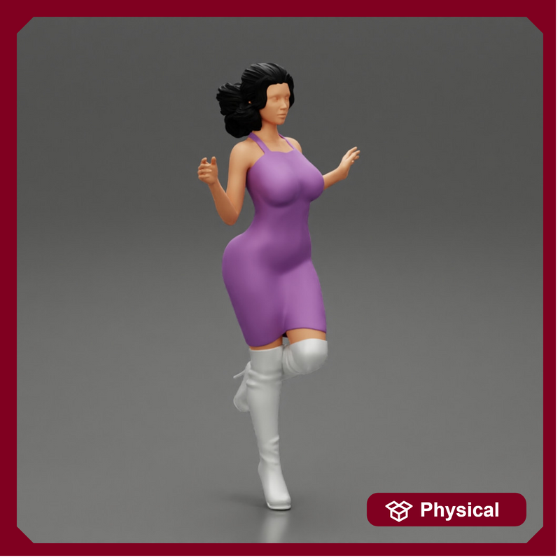 Woman in Mini Dress is Standing on One Leg