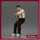 Senior Leaning On Cane Wearing Cap Suspenders Bow Tie Sneakers