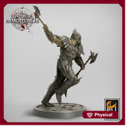 Fighter Two Weapon style Axes , Chaos Knight,  Unpainted Miniature | 28mm, 32mm,75mm Scales | Dungeons and Dragons | Pathfinder | - Only-Games