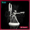 (0103) Female sci-fi post-apocalyptic street warrior with blade and rifle