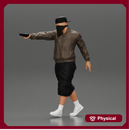 gangster homie in mask walking and holding gun sideways