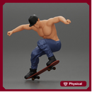 Man in cap jumping on skateboard