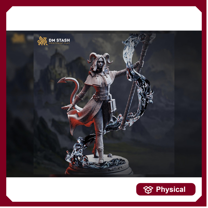 Tiefling Sorceress Miniature | Warlock Mage PC NPC | UNPAINTED Resin - Only-Games