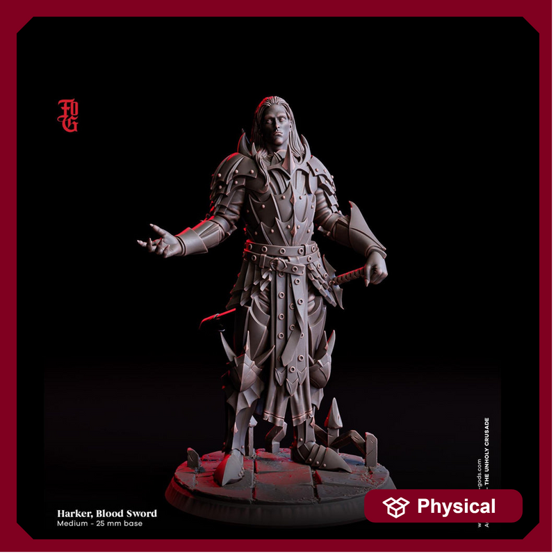 Human Paladin Fighter PC / NPC | 28mm, 32mm,54mm,75mm,100mm Scales | Player Character Mini D&D 5e Pathfinder Figurine |Flesh of Gods - Only-Games