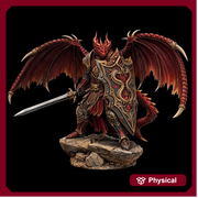 Winged Dragonborn Paladin Miniature, PaintedOrNot Original Design Unpainted Mini | 5 Sizes /Scales - Only-Games