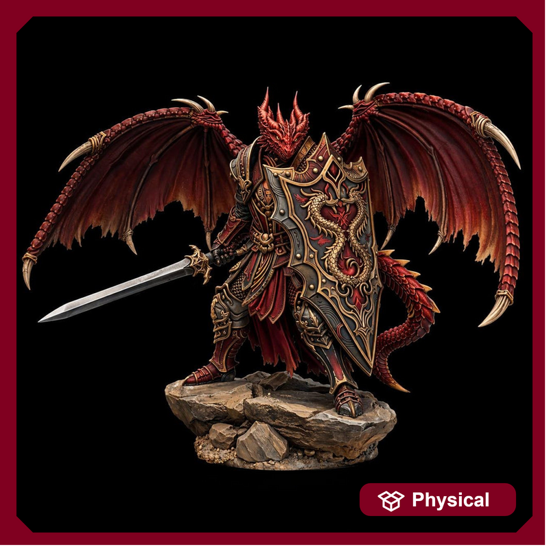 Winged Dragonborn Paladin Miniature, PaintedOrNot Original Design Unpainted Mini | 5 Sizes /Scales - Only-Games