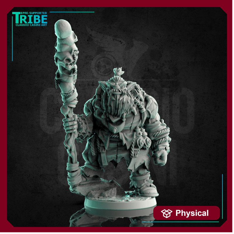 (0219) Male orc shaman cleric with a magic club - Only-Games