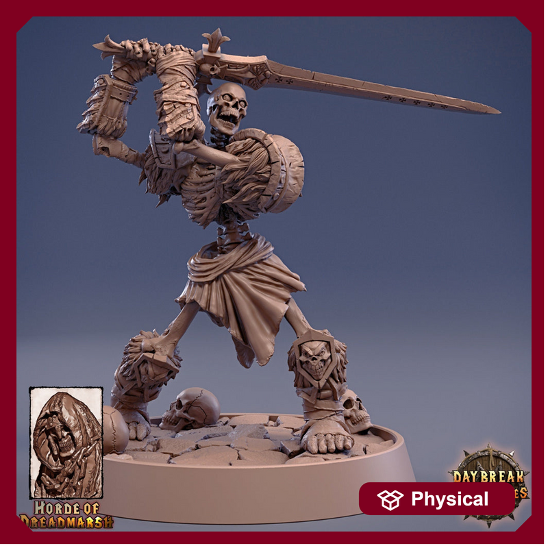 Skeleton Knight with Great Sword |Undead miniature| D and D| 28mm, 32mm, 54mm, 75mm,100mm | Pathfinder | Figure for Painting| Daybreak - Only-Games