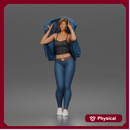 Woman Putting On Jacket Over Crop Tank And Leggings With Sneakers