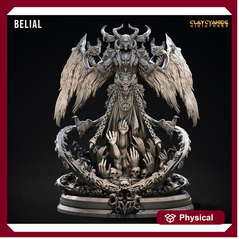 Belial Demon Fallen | 28mm, 32mm Scales| 75mm, 115mm Bases |  Resin Miniature | Dungeons and Dragons | Pathfinder | D&D 5e | Clay Cyanide - Only-Games