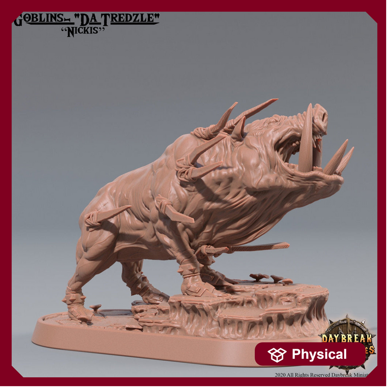 War Boar | DnD Miniatures | Dungeons and Dragons | 28mm, 32mm, 75mm scale| Pathfinder | Figure for Painting| Gloomspite Glitz - Only-Games