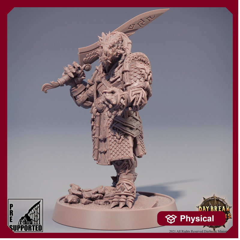 Dragonborn Fighter DnD miniature | 28mm, 32mm, 75mm Scale Resin Miniature | Dungeons and Dragons Miniatures | Pathfinder | - Only-Games