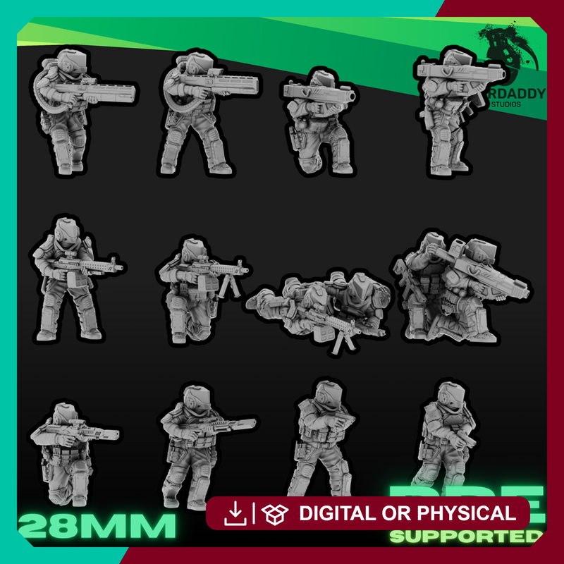 Sci-Fi Future Mercs- Support Weapons - Multiple Heads (28mm)