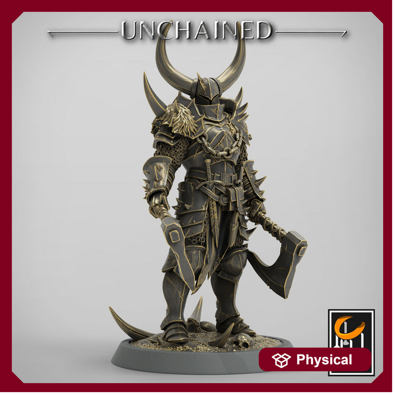 Fighter Dual Axes, Light Soldier, Oathbreaker Paladin, Unpainted Miniature| 28mm, 32mm,54mm,75mm,100mm Scales |Dungeons & Dragons Pathfinder - Only-Games