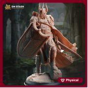 Human Paladin Fighter Sword & Shield | Miniature | 28mm, 32mm, 54mm,75mm, 100mm Scales | Pathfinder Figure | DnD | Figurine unpainted | - Only-Games