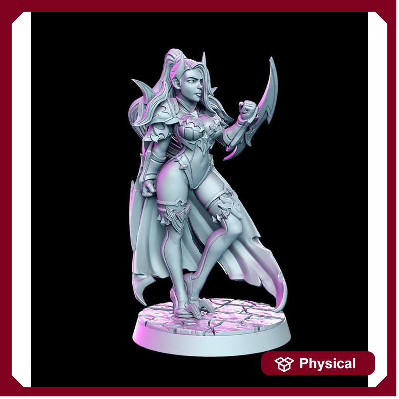 Pinup Sexy Female Fighter Forearm Blades  | 28mm Scale | 32mm Scale | 75mm Scale Miniature - Minis - D&D 5e - RN Estudio - Only-Games