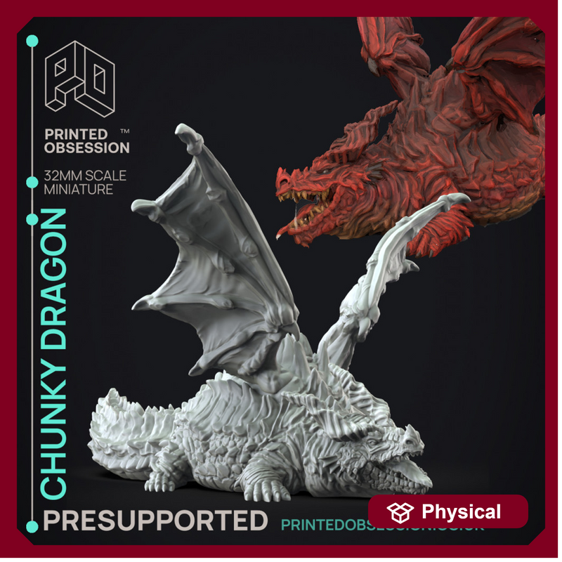 Fat Dragon - Boss Monster -  PRESUPPORTED - Illustrated and Stats - 32mm scale - Only-Games