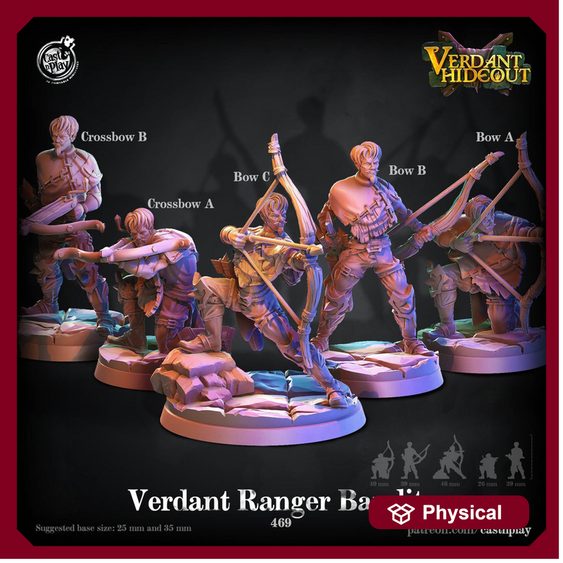 Rangers Fighters Bow and Crossbow Sharpshooters D&D 5e Miniatures | Dungeons and Dragons |28mm, 32mm, 75mm |Pathfinder Unpainted | CastnPlay - Only-Games