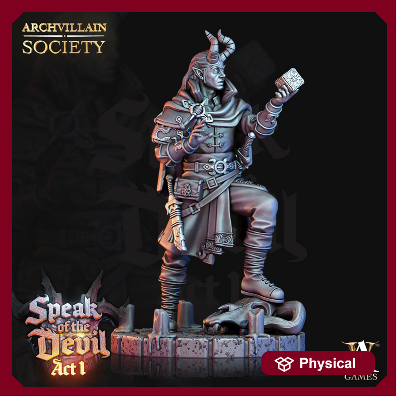 Tiefling Warlock Miniature | 28mm, 32mm,54mm 75mm, 100mm Scales | Dungeons and Dragons | Pathfinder | Figure for Painting | - Only-Games
