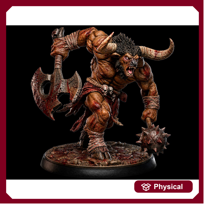 Minotaur Miniature | Barbarian Berserker Axe Warrior | UNPAINTED Resin DnD 5E Pathfinder - Only-Games