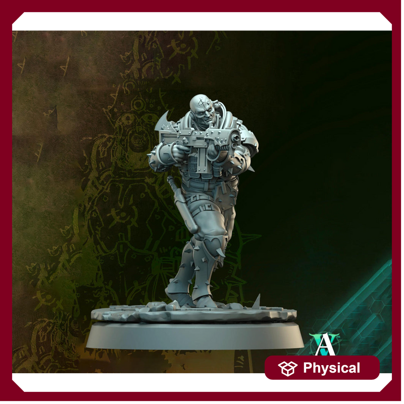 Grimdark Sci-Fi Soldier Hell Platoon Miniature, OPR Proxy, 3D Printed Tabletop Wargaming Mini - Only-Games