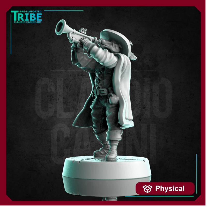 (0302) Male anubian dog folk bard musician with trumpet