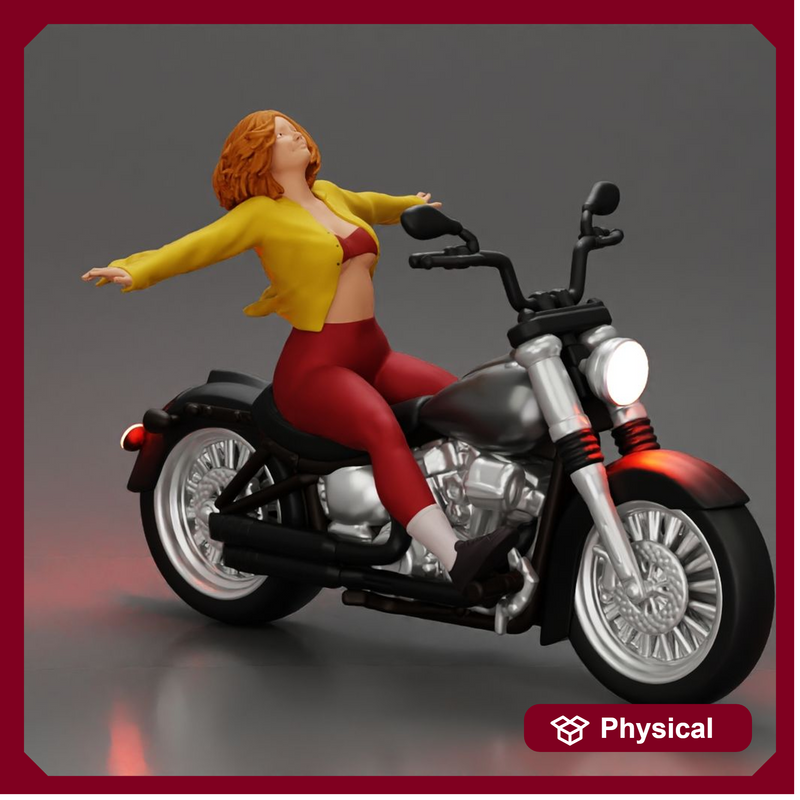 Boldly Riding Through the Air with a Powerful Motorbike Stance